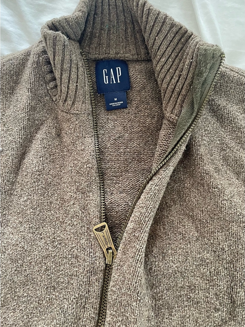 Vintage GAP Men's Full-Zip Brown Knit Sweater Jacket Size M - Picture 3 of 3